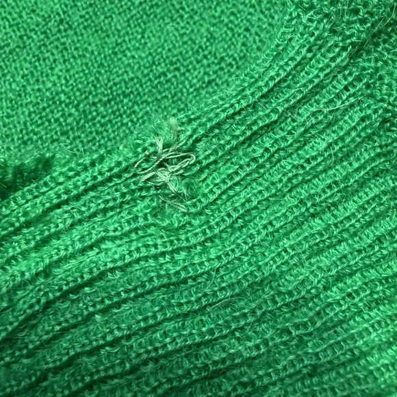Vintage 70s Mohair Cardigan Sweater Green Medium